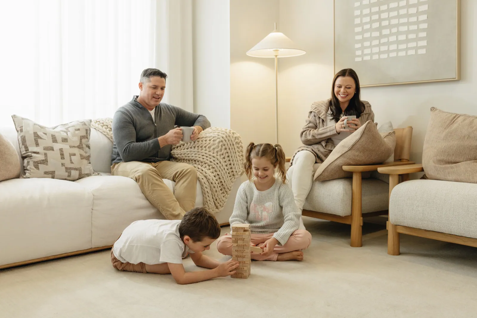 Family relaxing together at home